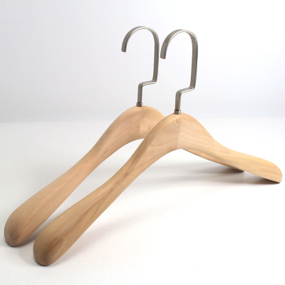 Wood Color Clothes Rack Paint-Free Natural Color Solid Wood Hanger Clothing Store Women's Clothing Children's Non-Marking Hanger Wooden Pants Rack