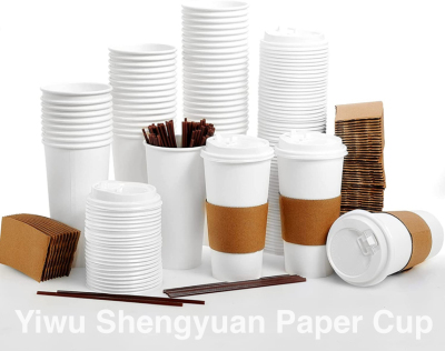 Hot Beverage Paper Coffee Cup with Lids and Corrugated Sleeve Combo