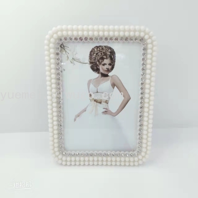 Alloy Plastic Pearls Mirror Plastic Crafts Photo Frame