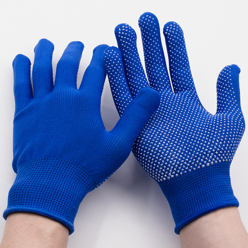 Labor Protection Gloves Nylon Cotton Gloves with Rubber Dimples Non-Slip Gardening Gloves Bead Gloves Work Protection Cotton Gloves Wholesale