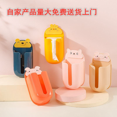 Cartoon Tissue Box Creative Punch-Free Wall Hanging Paper Extraction Box Tracelss Paste Toilet Paper Extraction Box Foreign Trade Manufacturer