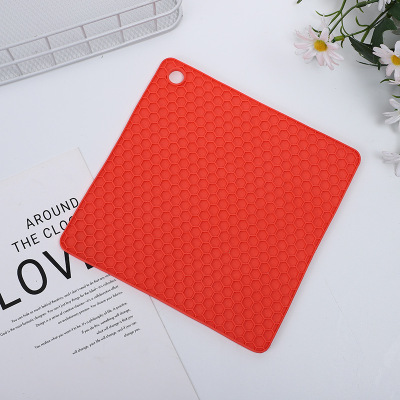 Factory Direct Sales Silicone Thermal Insulation Pad Square Honeycomb Silicone Placemat Potholders Coaster Anti-Scald Thickening Cross-Border Hot Selling