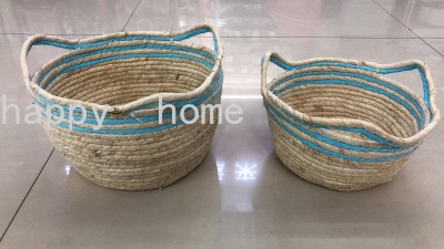 Flower Basket Rattan Woven Nordic Woven Cover Simple Flower Pot Woven Straw Woven