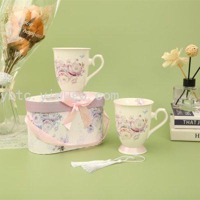 Ceramic Water Cup Teacup Double Cup Couple Cups Daily Necessities Crafts Home Kitchen Tea Cup Wedding Wholesale Customization