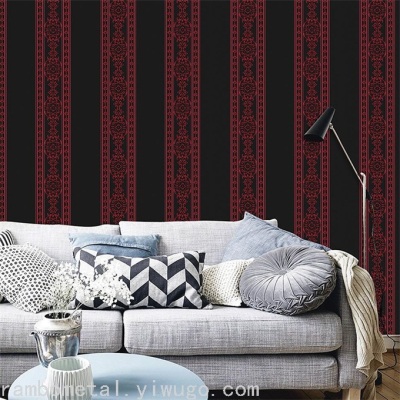 Fashion New PVC Wallpaper Damascus European Style Floral Striped Classic Deep Embossed Wallpaper