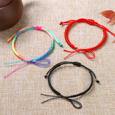 Hand-Woven DIY Semi-Finished Products Braided Rope Bracelet Beads Threading Red Rope Bracelet Various Colors Jewelry Accessory Rope