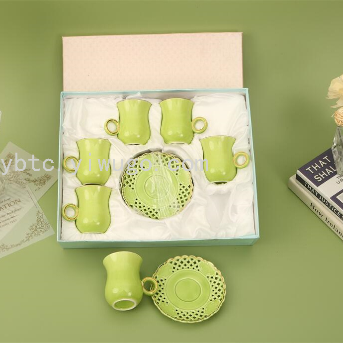 手指杯碟月光杯CAWA杯陶瓷茶杯酒杯阿拉伯咖啡杯套装日用红茶杯