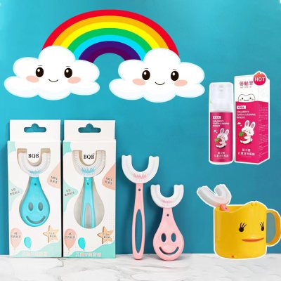 Children's Toothbrush U-Shaped Baby Cartoon Creative Silicone Toothbrush Soft Hair Wholesale Factory Toothbrush Wholesale