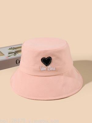 2022 New Fisherman Hat Summer Female with Hearts Embroidery Fantastic Sunproof Hat Sun Hat Casual Sun Hat