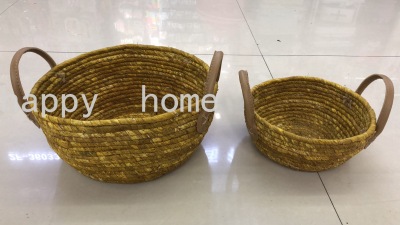 Straw Woven Flowerpot Household Straw Baskets Storage Basket