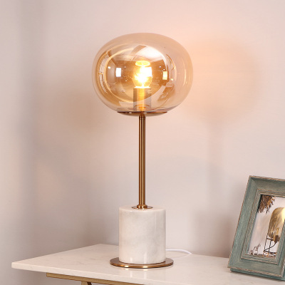 Post-Modern Light Luxury Bedroom Bedside Lamp Modern Table Lamp Living Room Decoration Glass Lamp Marble Table Lamp