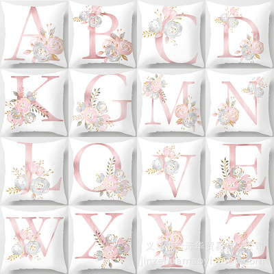 Pink Letters Sofa Pillow Cases Ins Nordic Style Throw Pillowcase Peach Skin Fabric Cushion Cover Amazon Explosion