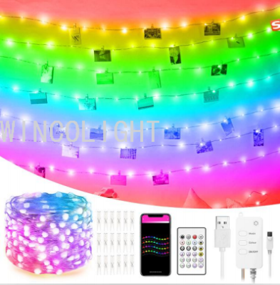 Color Light RGB Magic Color Point Control Light Album Lighting Chain 5 M 50 Light Music Rhythm Bluetooth App Control Christmas Lights