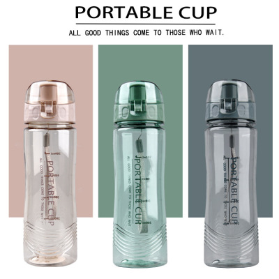 Creative Portable Plastic Cup Simple Outdoor Portable PC Sports Bottle New Sports Printable Logo Student Water Cup