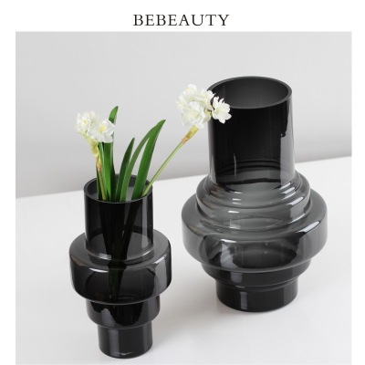 One Piece Dropshipping Simple Cold Gray Table Top Glass Vase Furnishings Ornaments Transparent Utensils Vase Water Planting Bottle