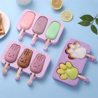 Silica Gel Ice Mold Summer Cartoon Snowman Ice Cream DIY Ice-Cream Mould Ice Box Household Ice Tray Popsicle Mold