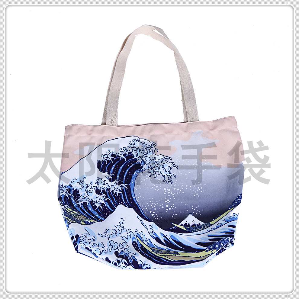凯风快晴神奈川冲浪里浮世绘手提袋日系布包包女日本江户单肩布袋