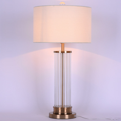 Light Luxury Table Lamp Golden Crystal Glass Stick Creative Simple Post-Modern Bedroom Bedside Lamp Model Room Living Room Decoration