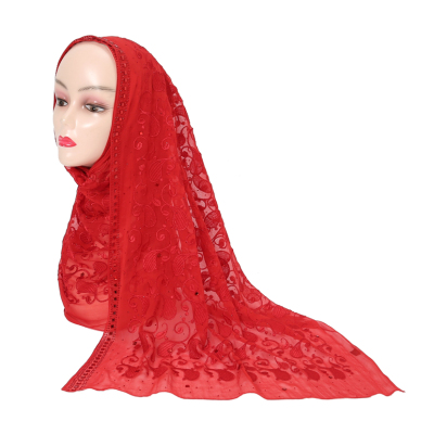 Huali Silk Scarf Silk Embroidery Rhinestone  Middle Eastern cloting Muslim style headscarf