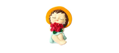Factory Direct Sales Factory Wholesale Resin Toy Customized Crafts Refridgerator Magnets Holding Flowers Girl
