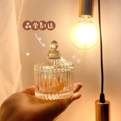 Super Nice Ins Transparent Glass Storage Jar Retro Korean Style Yurt Desktop Jewelry Storage Box Candy Jar