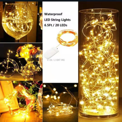 Led Copper Wire Light Button Cell Copper Wire String Lighting Chain Christmas Festival Small Colored Lights