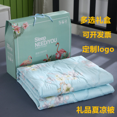 Factory Wholesale Summer Blanket Gift Quilt for Activity Summer Quilt Boxes Airable Cover Air Conditioning Gift Box Gift Box Chemical Fiber Quilt