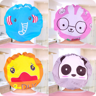 Cute Cartoon Shower Bath Shower Cap Women's Adult Model Thickened Travel Waterproof Shampoo Cap Kitchen Oil Smoke-Proof Hat