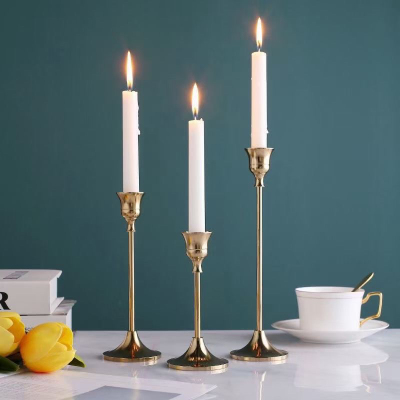Wine Glass-Shaped 3-Piece Set Small Candlestick Furniture Furnishing Articles European Decoration Wrought Iron Living Room Bedroom Dining Room Decoration Design