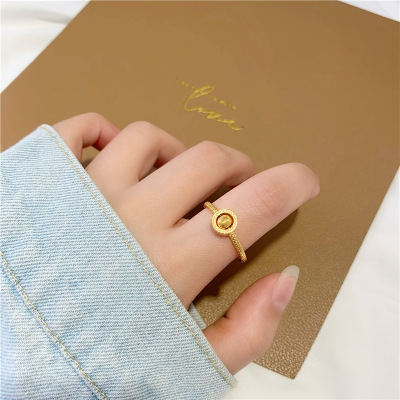 Xiaohongshu Gold Store Same Rotating Bead Ring Vietnam Placer Gold Jewelry No Color Fading Open Index Finger Ring Wholesale