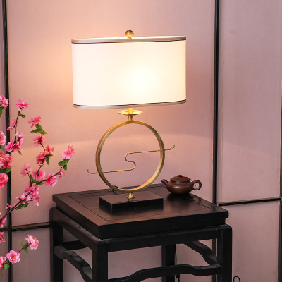 New Chinese Style Copper Table Lamp Master Bedroom Bedside Lamp Study Desk Chinese Style Modern Minimalist and Magnificent Living Room Light Luxury