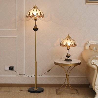 New Chinese Style Living Room Sofa Copper Floor Lamp European Style Cozy and Romantic Bedroom Bedside Lamp American Retro Lamp