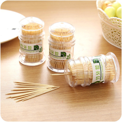 Korean Creative Pagoda Natural Environmental Protection Bamboo Toothpick Bamboo Toothpick Boxed Portable Transparent Tube