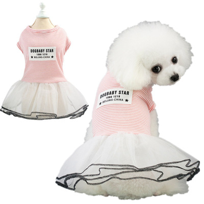 Pet Clothes Dog Clothes Poodle Pet Clothing Summer New Dress 19 Korean Style Striped Dress