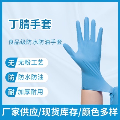 Cash Commodity and Quick Delivery Rubber Latex Blue Household Protective Oil-Proof Acid-Resistant Disposable Gloves Wholesale Nitrile Gloves