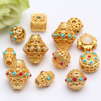 Alluvial Gold Accessories Beads Accessories Nepal Style Ancient French Gold Craft DIY Ornament Bracelet Wrist String Accessories Separate/Loose Beads