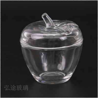 Lead-Free Glass Apple Shape Sugar Bowl Seasoning Jar Tea Storage Pot Pudding Bowl Cubilose Bowl Jewelry Box Candy Box