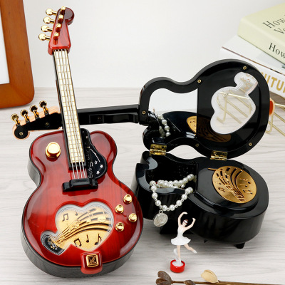 Retro Guitar Rotating Dancing Girl Music Box Decoration Decoration Music Box