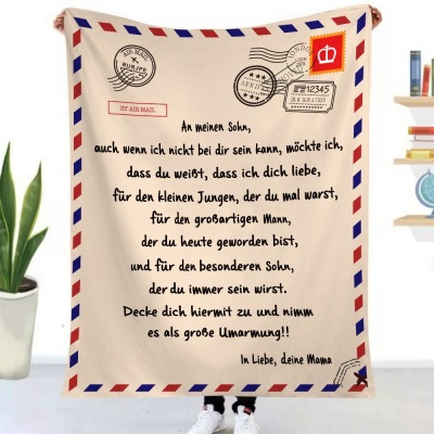 DIY German Envelope Sofa Blanket 3D Digital Printing Envelope Flannel Blanket Message Letter Blanket