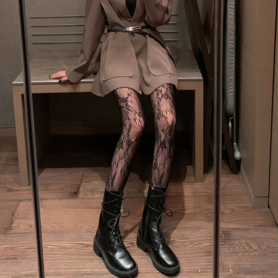 Internet Celebrity White HANAFUJI Stockings Women's Thin Sexy Lace Pantyhose Black Primer Fishnet Stockings Trendy Ins
