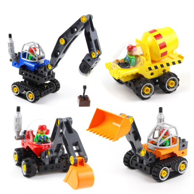 Weicube Children's Large Particle DIY Assembling and Inserting Building Blocks Toy Variety Mechanical Engineering Vehicle Series
