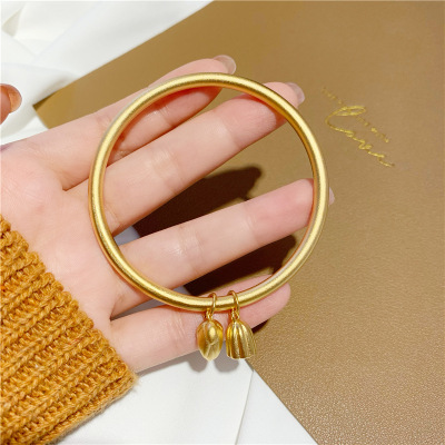 Two Shihuan Lotus Seedpod Lotus Seed Pendant Simple Bracelet Wristband Bracelet Ancient Heritage Placer Gold Jewelry Bracelet Female No Color Fading