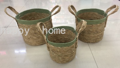 Pastoral Style Creative Individual Cement Flower Pot Imitation Straw Wool Pattern Indoor Greenery Basin Home Decoration