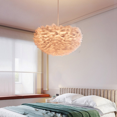 Bedroom Feather Chandelier Nordic Lamps Modern Minimalist Master Bedroom Ins Internet Hot Girlish Chandelier