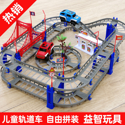 Factory Wholesale Children's Rail Car Assembled Electric Train Car Puzzle Track Train Children Stall Supply