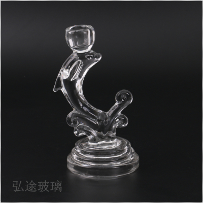 Nordic Ins Retro Personalized Minority Simple Transparent Dolphin Glass Candlestick Home Homestay Decorative Ornaments Shooting