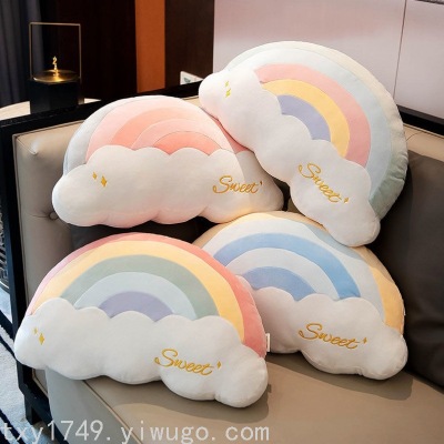 Factory Direct Sales Internet Hot New Rainbow Hand Warmer Pillow Cute Star Moon Afternoon Nap Pillow Plush Cushion Gift