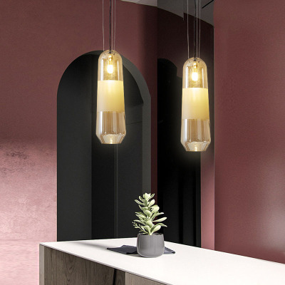 Internet Celebrity Nordic Hanging Line Lamp Creative Modern Personality Simple Restaurant Bar Counter Front Desk Bedroom Bedside Small Droplight Glass
