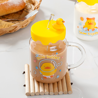 Cute Little Yellow Duck Glass Children Student Borosilicate Gift Wholesale Korean Large Capacity Glass Mug