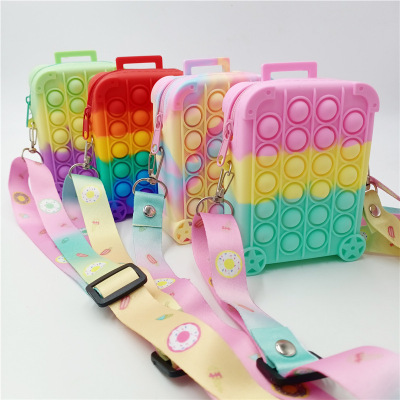 Tiktok New Trolley Case Shape Shoulder Messenger Bag Bubble Press Music Mouse Killer Pioneer Puzzle Decompression Pouch